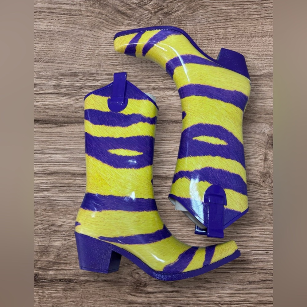 My Game Boots Rubber Waterproof Rain Boots LSU Tigers LA Lakers Cowgirl Size 7 - Picture 4 of 7